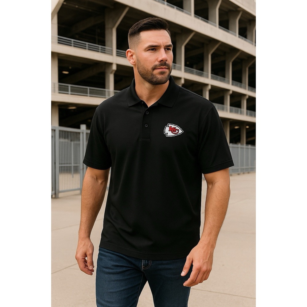 Antigua Kansas City Chiefs Mens Polo Shirt Black Size Large NFL Embroidered Logo
